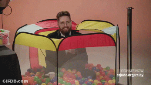 Man In Ball Pit Donate Now Stjude.org/relay GIF