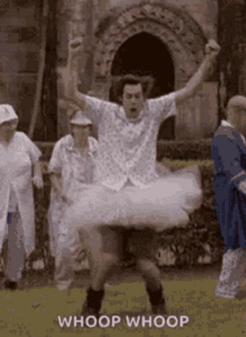 Man In Ballet Skirt Doing Crazy Whoop Whoop GIF