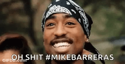 Man In Bandana Smiling Oh Shit #Mikebarrieras GIF