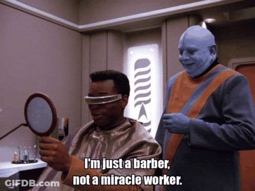 Man In Barber Chair Looking At Mirror GIF