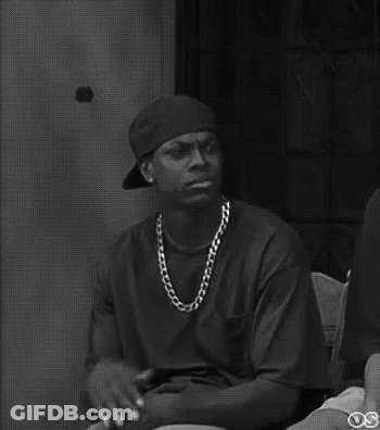 Man In Baseball Cap And Chain Black And White GIF