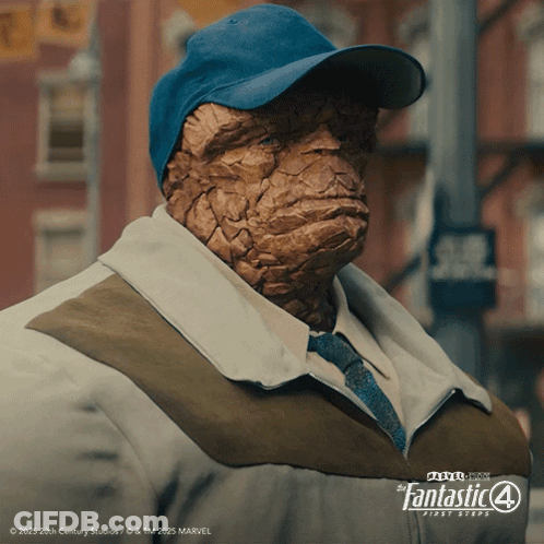 Man In Baseball Cap And Jacket With Fantastic 4 First Steps GIF