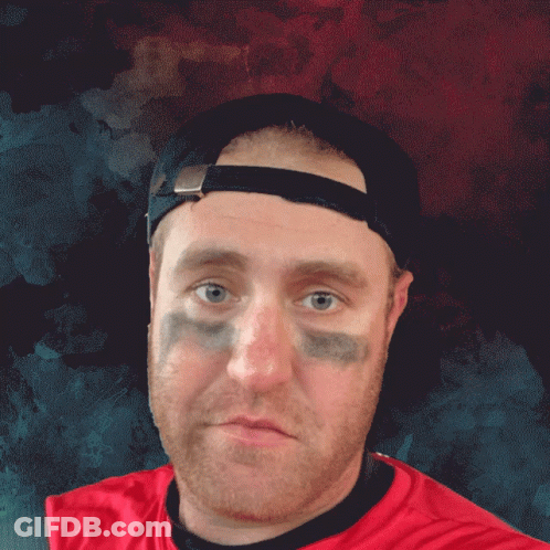 Man In Baseball Cap And Red Tough Break Shirt GIF