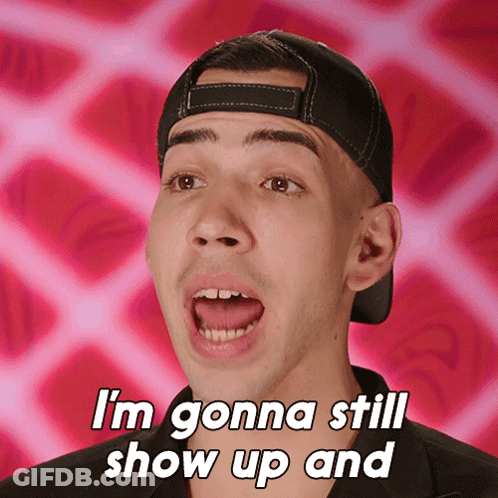 Man In Baseball Cap Saying I'm Gonna Still Show Up And GIF