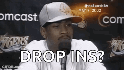 Man In Baseball Cap Says Drop Ins GIF