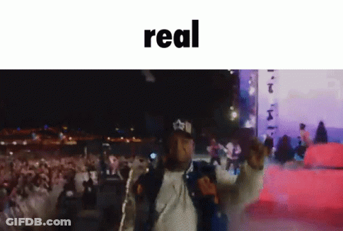 Man In Baseball Cap With Real Above GIF