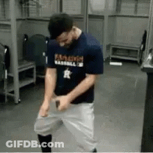 Man In Baseball Shirt Dancing GIF