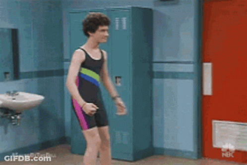 Man In Bathing Suit By Locker GIF