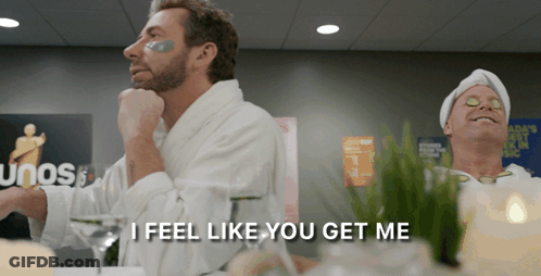 Man In Bathrobe Says I Feel Like You Get Me Next To Another Man GIF