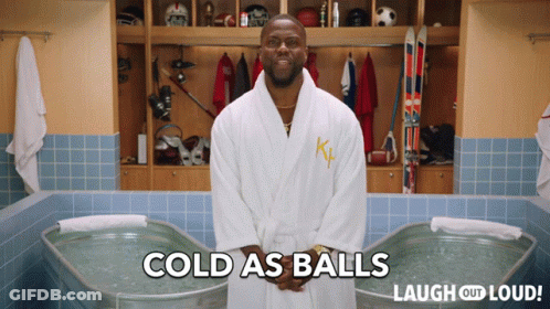 Man In Bathrobe Standing In Front Of Bathtub Cold As Balls GIF