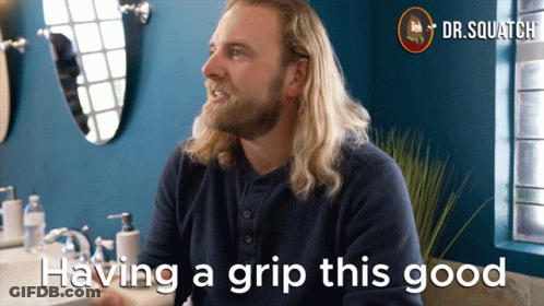 Man In Bathroom Saying Having A Grip This Good GIF