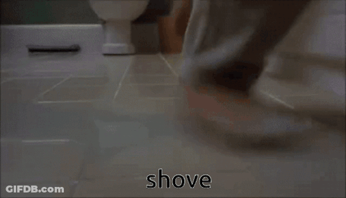 Man In Bathroom Saying Shove GIF