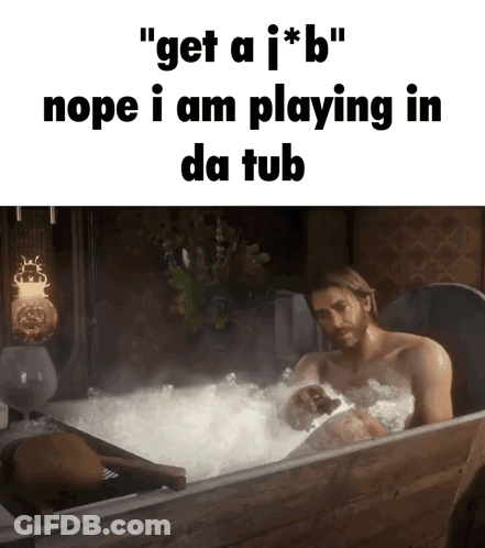 Man In Bathtub With Get A J * B GIF