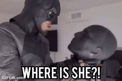 Man In Batman Costume Asking Where Is She GIF