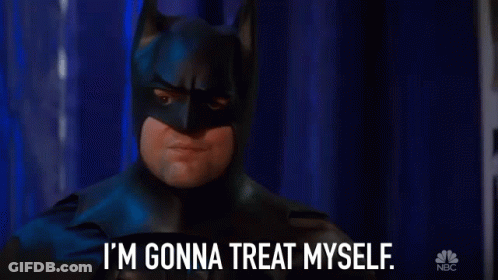 Man In Batman Costume Saying I'm Gonna Treat Myself GIF