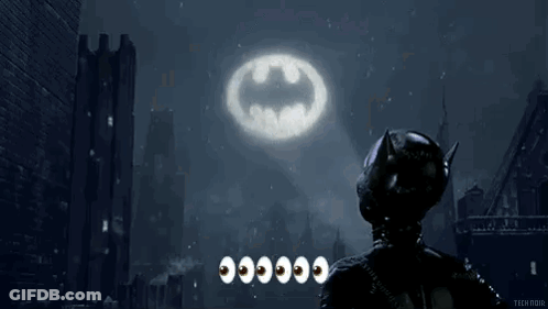 Man In Batman Suit Looking Up GIF