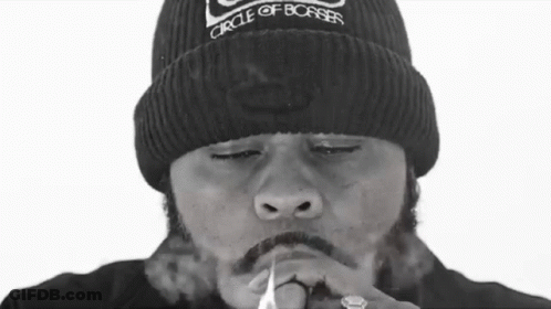 Man In Beanie Saying Circle Of Bosses Smoking Cigarette GIF