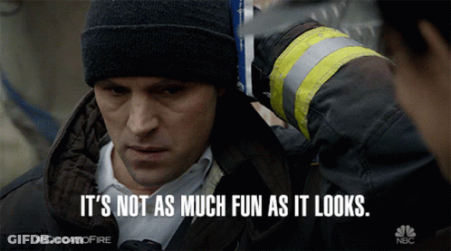 Man In Beanie Saying It's Not As Much Fun As It Looks NBC Logo GIF