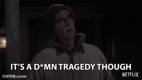 Man In Beanie Says It's A Damn Tragedy Though GIF