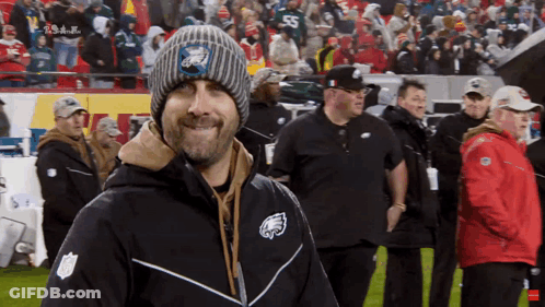 Man In Beanie With Eagles Logo GIF