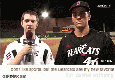 Man In Bearcats Jersey Being Interviewed GIF