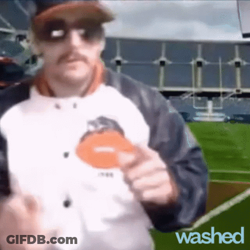 Man In Bears Jacket Sunglasses Stadium Saying Washed GIF