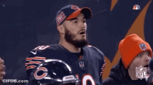 Man In Bears Jersey And Hat On Football Field GIF