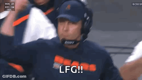 Man In Bears Sweatshirt Shouting LFG GIF