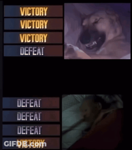 Man In Bed Next To Victory Defeat Screen GIF