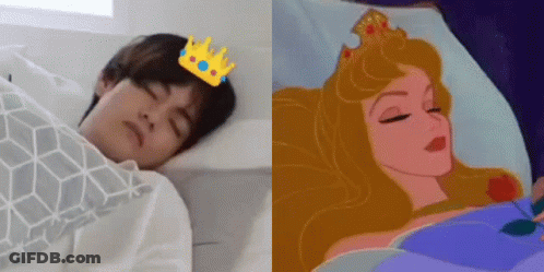 Man In Bed With Crown Next To Sleeping Princess GIF