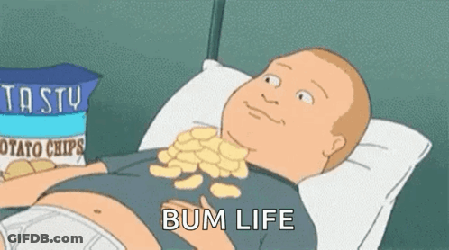 Man In Bed With Potato Chips On Chest GIF