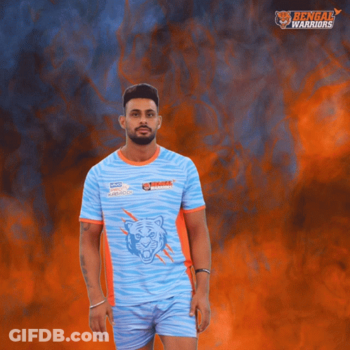 Man In Bengal Warriors Jersey Fire Background GIF