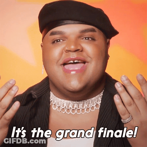 Man In Beret And Choker Says Grand Finale GIF
