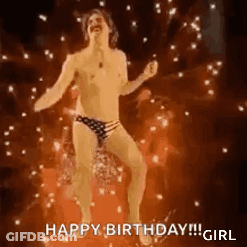 Man In Bikini Dancing Saying Happy Birthday!!! Girl GIF