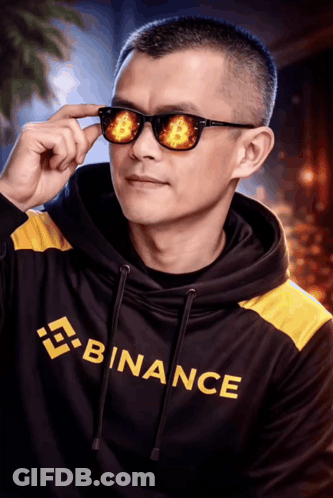 Man In Binance Sweatshirt And Sunglasses GIF