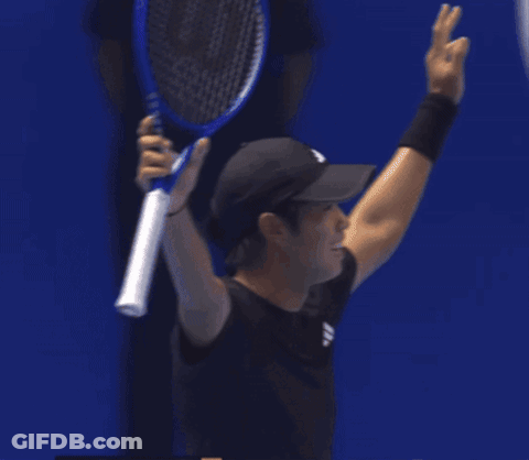 Man In Black Adidas Shirt Playing Tennis GIF