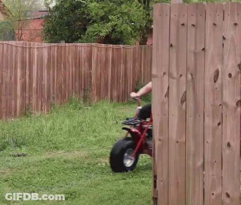 Man In Black Adidas Shirt Riding Red Mini Bike GIF