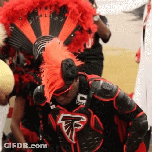 Man In Black And Red Outfit With Letter F GIF