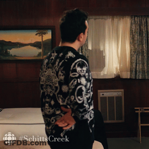 Man In Black And White Schitts Creek Sweater GIF