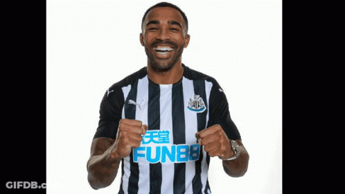 Man In Black And White Striped Shirt With Fun88 GIF
