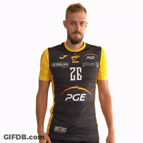 Man In Black And Yellow PGE Shirt GIF