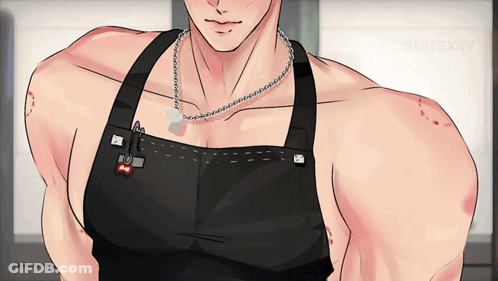 Man In Black Apron With Dog Tag GIF