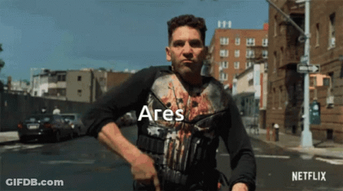 Man In Black Ares Shirt GIF