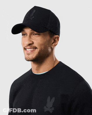 Man In Black Baseball Cap And Black Sweatshirt GIF