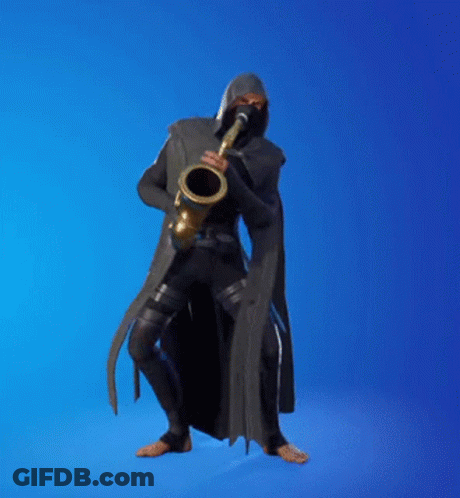 Man In Black Cape Playing Saxophone GIF