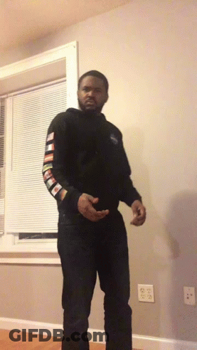 Man In Black Champion Hoodie GIF