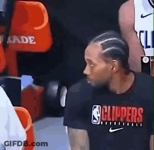 Man In Black Clippers Shirt In Locker Room GIF