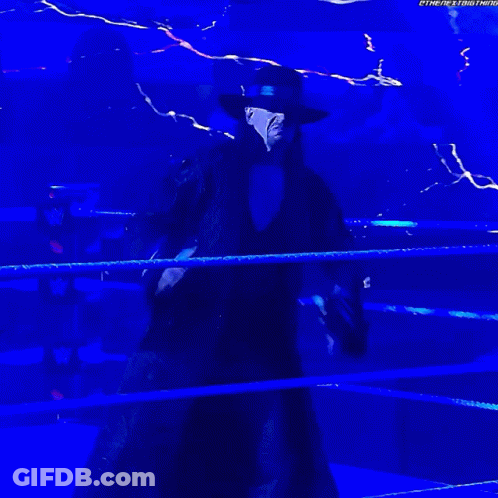 Man In Black Coat And Hat In Wrestling Ring GIF