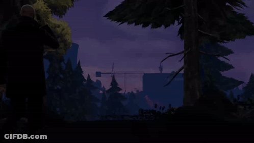 Man In Black Coat In Forest At Night GIF