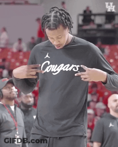 Man In Black Cougars Shirt On Basketball Court GIF